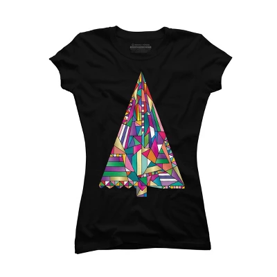 Junior's Design By Humans Christmas Tree Abstract By Xgdesign T-Shirt - Image 3