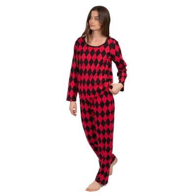 Leveret Womens Two Piece Cotton Argyle Christmas Pajamas - Image 7