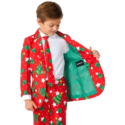 Suitmeister Boys Christmas Suit - Christmas Trees Stars Red - Image 3