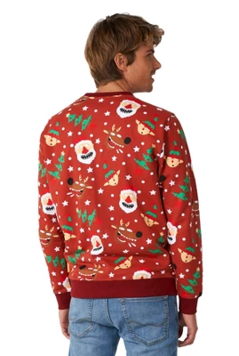 OppoSuits Men's Christmas Sweater - Jolly Crew - Red