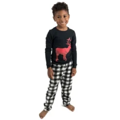 Leveret Kids Cotton Top And Fleece Pants Christmas Pajamas