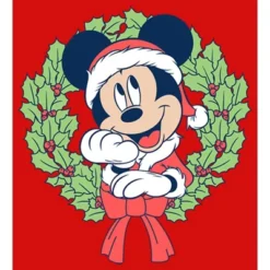 Girl's Disney Mickey Mouse Christmas Wreath T-Shirt