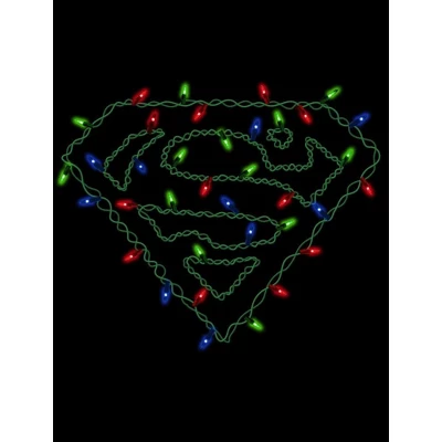 DC COMICS Superman Logo With Christmas Lights Black T-shirt Toddler Boy To Youth Boy