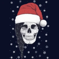 Junior's Design By Humans Christmas Skull By Kodamorkovkart T-Shirt