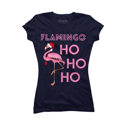 Junior's Design By Humans Flamingo HoHoHo Christmas Day X-Mas Flamingo Shirt By TomGiant T-Shirt - Image 5