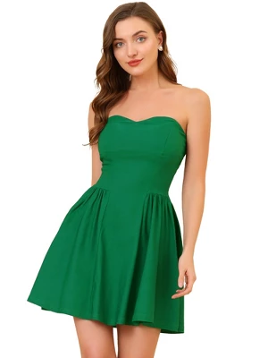 Allegra K Women's Party Mini Strapless Sweetheart Neck Christmas Top Dress - Image 10