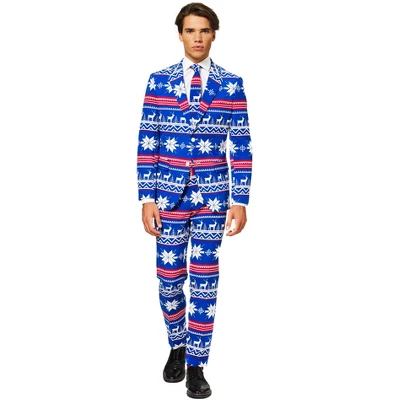 OppoSuits Men's Christmas Suit - The Rudolph - Blue