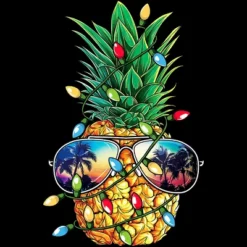 Women's Design By Humans Pineapple Christmas Tree Lights Xmas Men Gifts Sunglasses T-Shir By NekoShop Racerback Tank Top