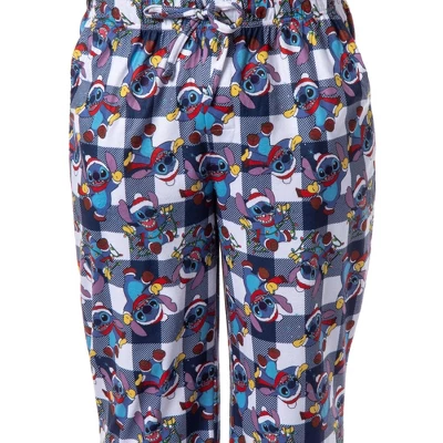 Disney Mens' Christmas Santa Lilo & Stitch Film Movie Sleep Pajama Pants Blue - Image 2