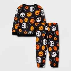 Toddler The Nightmare Before Christmas Halloween Fleece Top And Bottom Set - Black