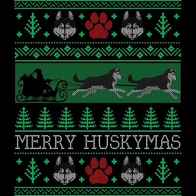 Men's Design By Humans Christmas Siberian Husky Dog Funny Husky Ugly Christmas Sweater By Pahari Tank Top