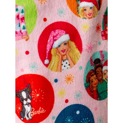 Barbie Girls' Christmas Santa Characters Tis The Season Sleep Pajama Set Pink - Image 3
