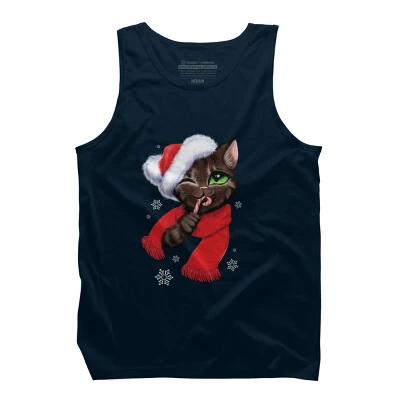Men's Design By Humans Christmas Cat By POLINART Tank Top - Image 5