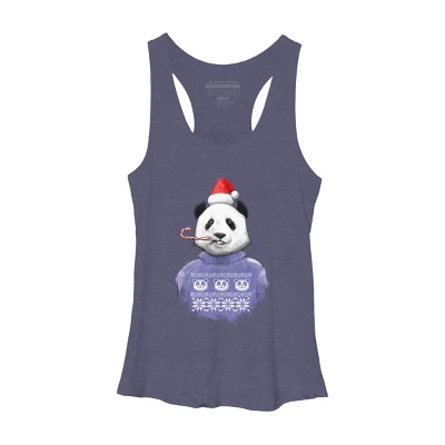 Women's Design By Humans Christmas Panda By NikKor Racerback Tank Top - Image 4