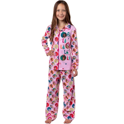 Barbie Girls' Christmas Characters FALALALA Santa Snowflake Sleep Pajama Set Pink - Image 6