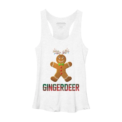 Women's Design By Humans Gingerbread Reindeer Matching Family Group Christmas Pajama By Forever9 Racerback Tank Top - Image 5