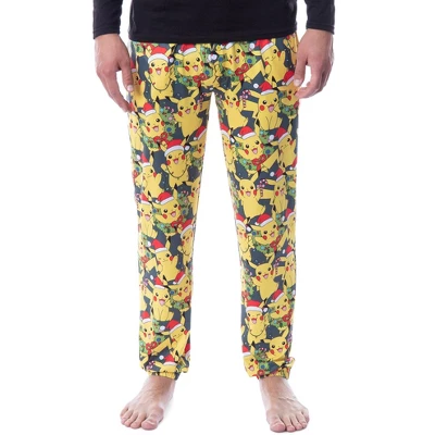 Pokemon Mens' Pikachu Christmas Santa Toss Print Sleep Pajama Jogger Pants - Image 5