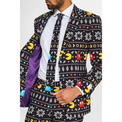 OppoSuits Men's Christmas Suit - Winter PAC-MAN - Black - Image 4
