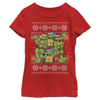 Girl's Teenage Mutant Ninja Turtles Ugly Christmas Sweater T-Shirt - Image 4