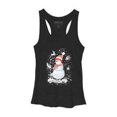 Women's Design By Humans Christmas Snowman By Werant Racerback Tank Top - Image 3