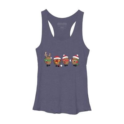 Women's Design By Humans Christmas Hedgehogs By Mangulica Racerback Tank Top - Image 4