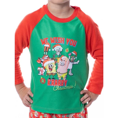 Nickelodeon Boys' SpongeBob SquarePants A Krabby Christmas Pajama Set Red - Image 2