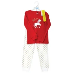 Hudson Baby Infant Girl Cotton Pajama Set, Christmas Unicorn