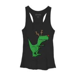 Women's Design By Humans Cool Funny Christmas T-Rex Dinosaur With Antlers By SmileToday Racerback Tank Top -Opposuits Store GUEST 85a39646 575c 4d8e 9421 2dc739124151