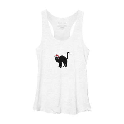 Women's Design By Humans Christmas Cat Tshirt By Bambino Racerback Tank Top - Image 4