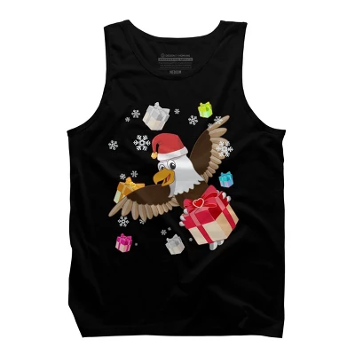 Men's Design By Humans Santa American Bald Eagle Christmas T-Shirt By Thebeardstudio Tank Top - Image 4