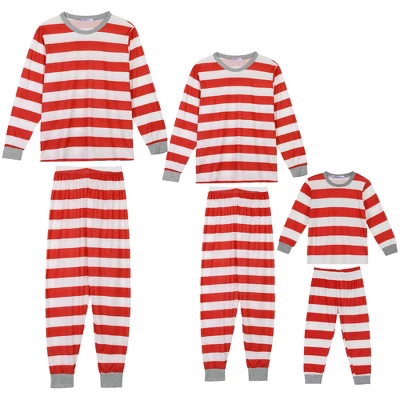 Cheibear Striped Winter Xmas Christmas Family Matching Sleepwear Set Red-Stripes - Image 5