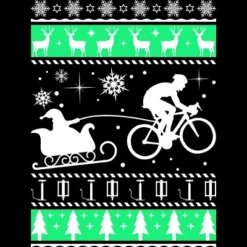 Junior's Design By Humans Christmas Santa Cycling Sleigh By LewismartinStore T-Shirt
