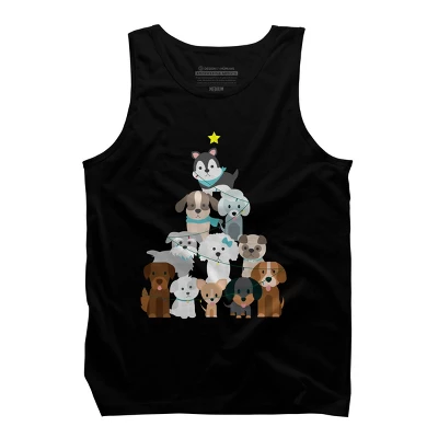 Men's Design By Humans Christmas Tree Dogs By GiftsIdeas Tank Top - Image 4