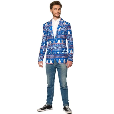 Suitmeister Men's Christmas Blazer - Christmas Blue Nordic Jacket - Blue - Image 3
