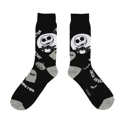 Nightmare Before Christmas Jack & Sally Men's 3-Pack Crew Socks - Image 2