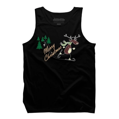 Men's Design By Humans Christmas Reindeer For Darks By Ozdilh Tank Top - Image 4