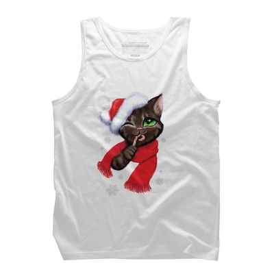 Men's Design By Humans Christmas Cat By POLINART Tank Top - Image 6