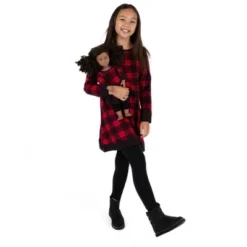 Leveret Girl And Doll Matching Christmas Cotton Dress