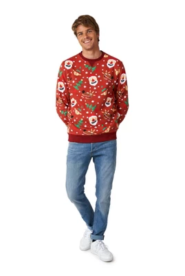 OppoSuits Men's Christmas Sweater - Jolly Crew - Red - Image 2