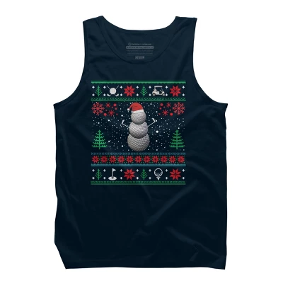 Men's Design By Humans Christmas Golf Golfing Golfer Ugly Christmas Xmas By Pahari Tank Top - Image 5