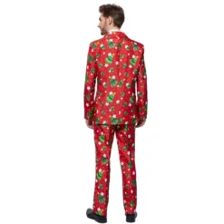 Suitmeister Men's Christmas Suit - Christmas Trees Stars Red