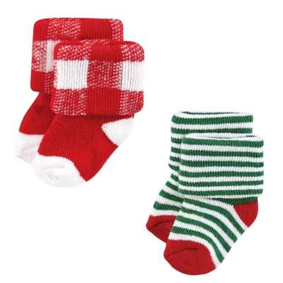 Hudson Baby Infant Boys Cotton Rich Newborn And Terry Socks, 12 Days Of Christmas Santa - Image 6