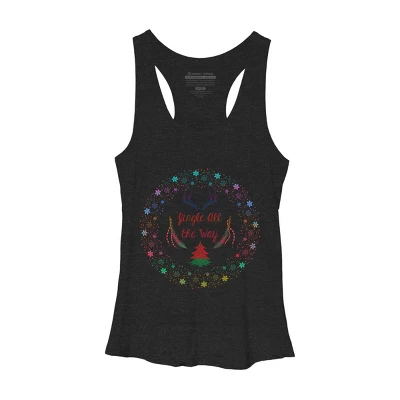 Women's Design By Humans Christmas Jingle All The Way Snowflake Circle By Famenxt Racerback Tank Top - Image 3