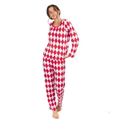 Leveret Womens Two Piece Cotton Argyle Christmas Pajamas - Image 4