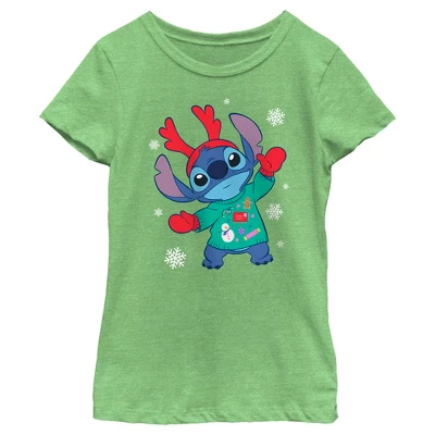 Girl's Lilo & Stitch Christmas Outfit Stitch T-Shirt - Image 3