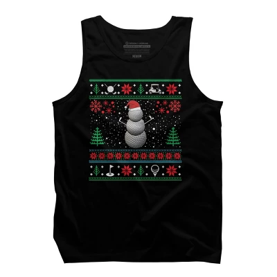 Men's Design By Humans Christmas Golf Golfing Golfer Ugly Christmas Xmas By Pahari Tank Top - Image 4