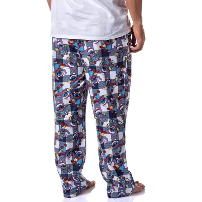 Disney Mens' Christmas Santa Lilo & Stitch Film Movie Sleep Pajama Pants Blue - Image 3