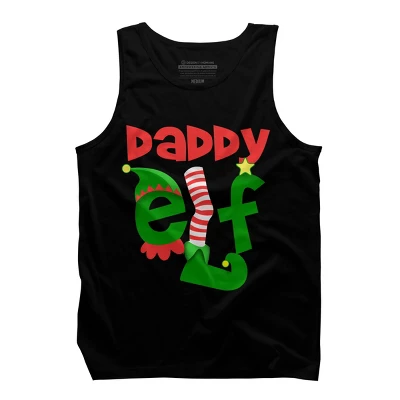 Men's Design By Humans Daddy Elf Christmas By Personalized Tank Top - Image 5
