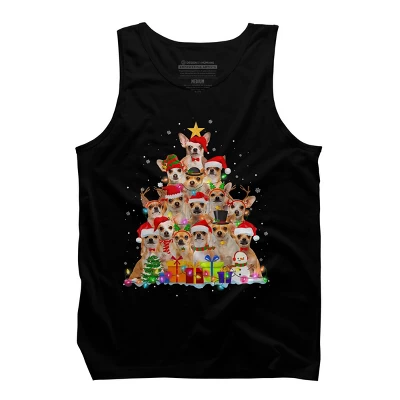 Men's Design By Humans Christmas Pajama Chihuahua Tree By MINHMINH Tank Top - Image 4