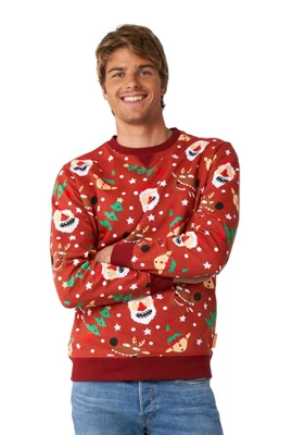 OppoSuits Men's Christmas Sweater - Jolly Crew - Red - Image 3